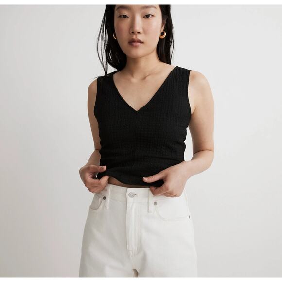 Madewell Tops - Madewell V-Neck Sleeveless Textured Stretchy Crop Top S Small NWT